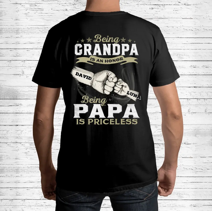 Custom Personalized Grandpa Shirt/Hoodie - Father's Day Gift Idea - Being Grandpa Is An Honor Being Papa Is Priceless