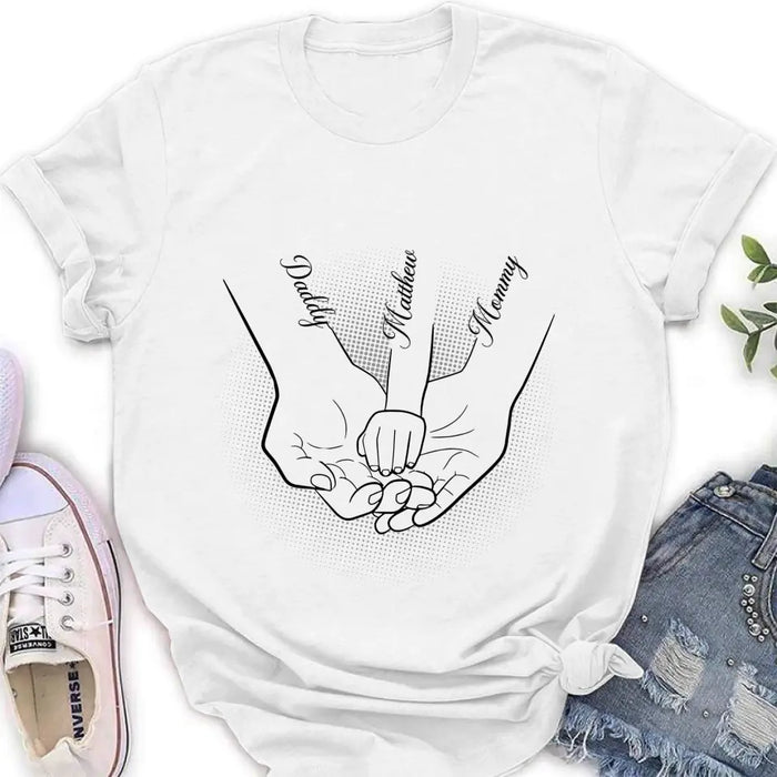 Custom Personalized Family Hand In Hand Shirt/ Hoodie - Mother's Day/ Father's Day Gift Idea - Upto 3 Kids