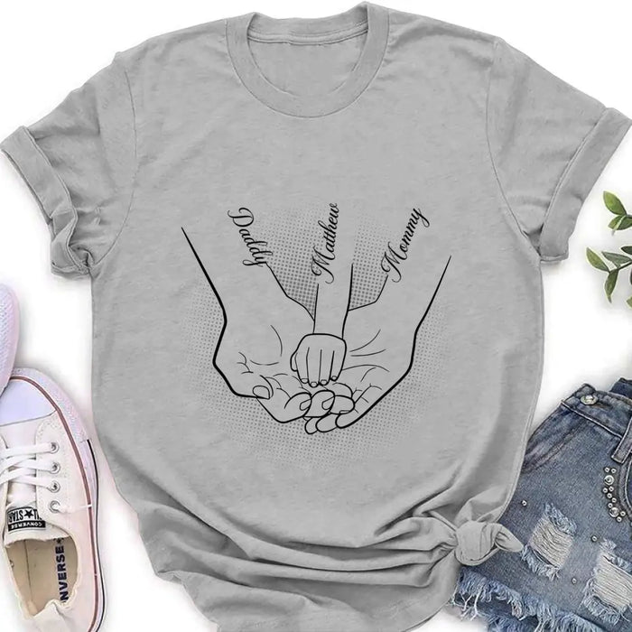 Custom Personalized Family Hand In Hand Shirt/ Hoodie - Mother's Day/ Father's Day Gift Idea - Upto 3 Kids