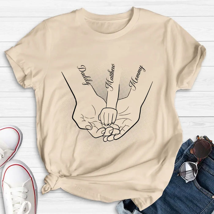 Custom Personalized Family Hand In Hand Shirt/ Hoodie - Mother's Day/ Father's Day Gift Idea - Upto 3 Kids