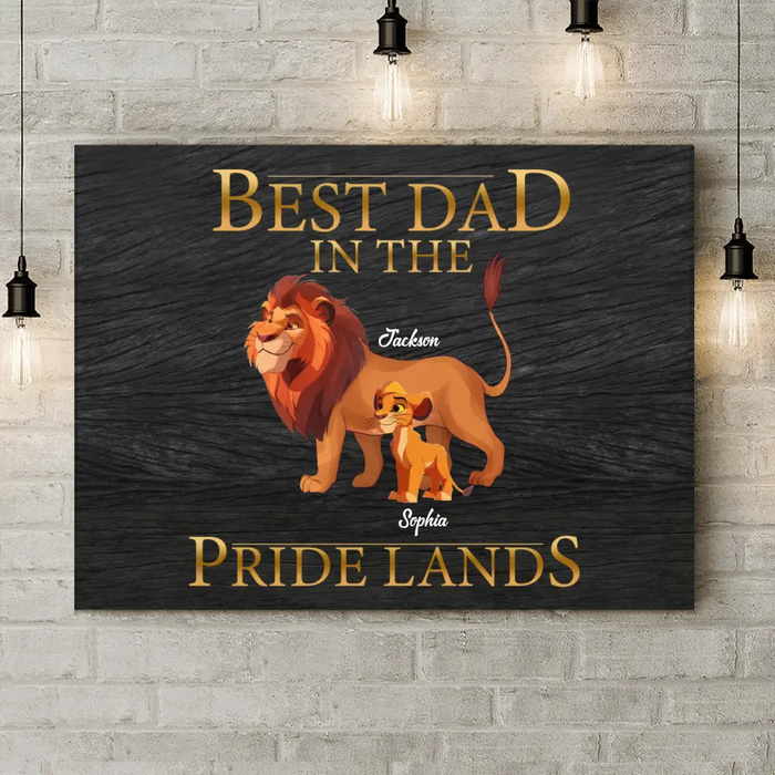 Custom Personalized Lion Canvas - Upto 7 Children - Father's Day Gift Idea for Dad - Best Dad In The Pride Lands