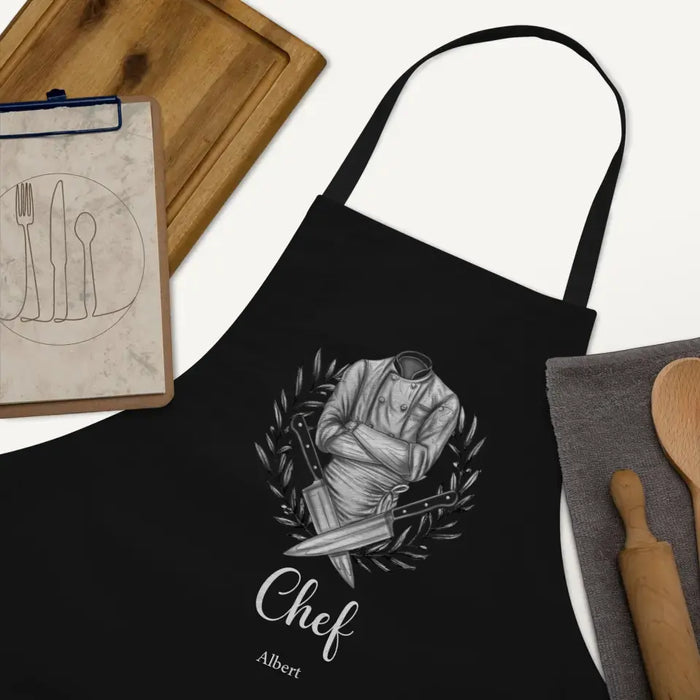 Custom Personalized Chef Pocketless Apron - Father's Day Gift Idea for Chef