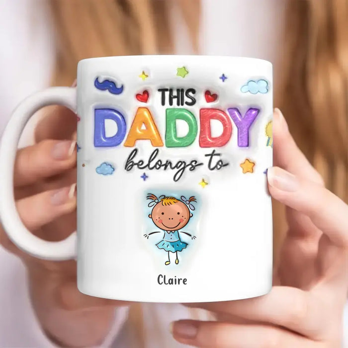 Custom Personalized Daddy 3D Inflated Effect Coffee Mug - Upto 6 Kids - Father's Day Gift Idea