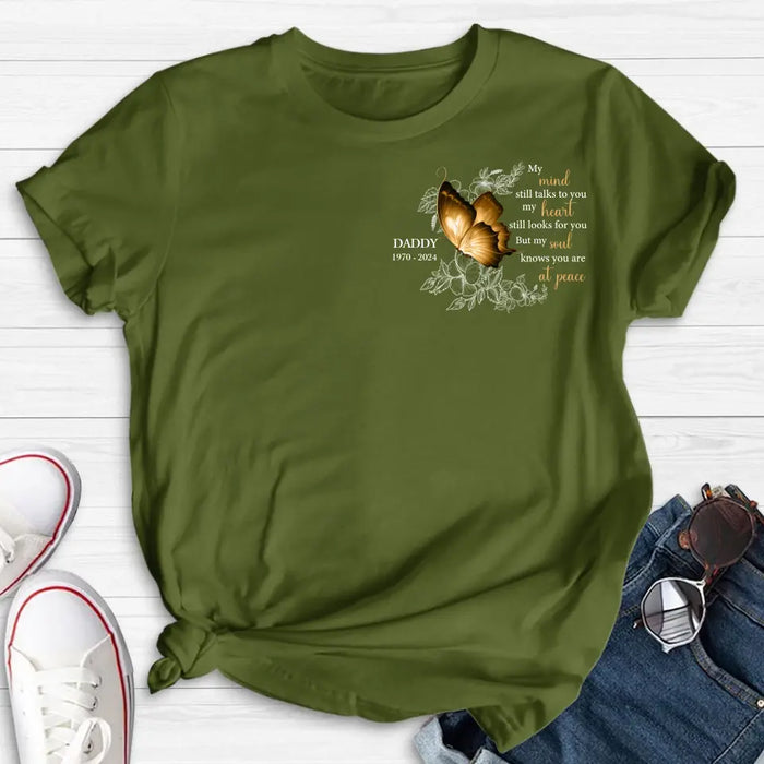 Custom Personalized Memorial Shirt/Hoodie - Memorial Gift Idea for Mother's Day/Father's Day - My Mind Still Talks To You