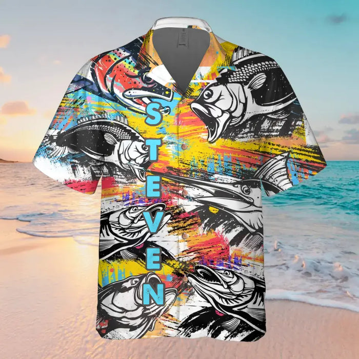 Custom Personalized Fishing Hawaiian Shirt - Father's Day Gift Idea for Fishing Lovers - Can't Work Today My Arm Is In A Cast