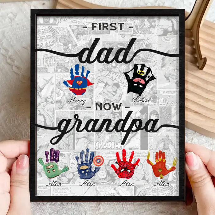 Custom Personalized First Dad Now Grandpa 2 Layered Wooden Art - Father's Day Gift Idea