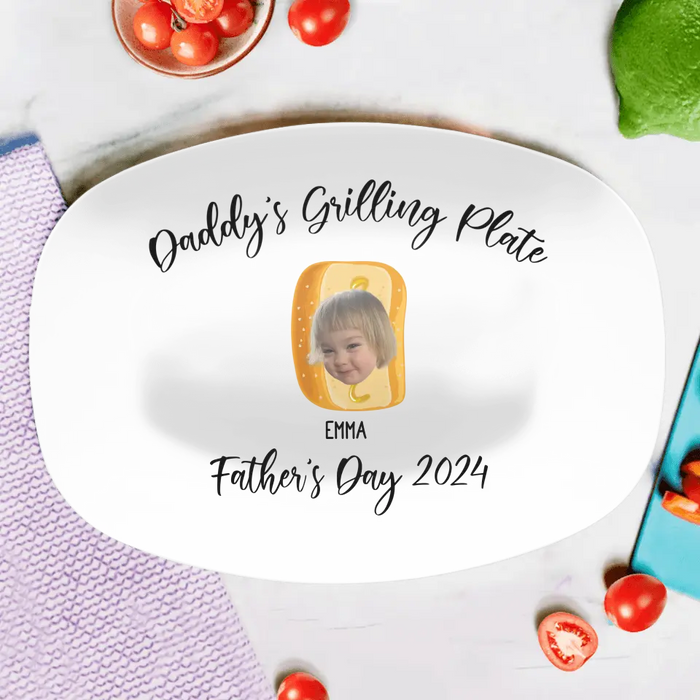 Custom Personalized Photo Serving Platter - Upto 6 Kids -Funny Gift Idea for Father's Day - Daddy's Grilling Plate