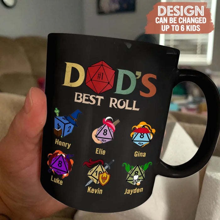 Custom Personalized Dad's Best Roll Coffee Mug - Gift Idea for Father's Day - Upto 6 Kids