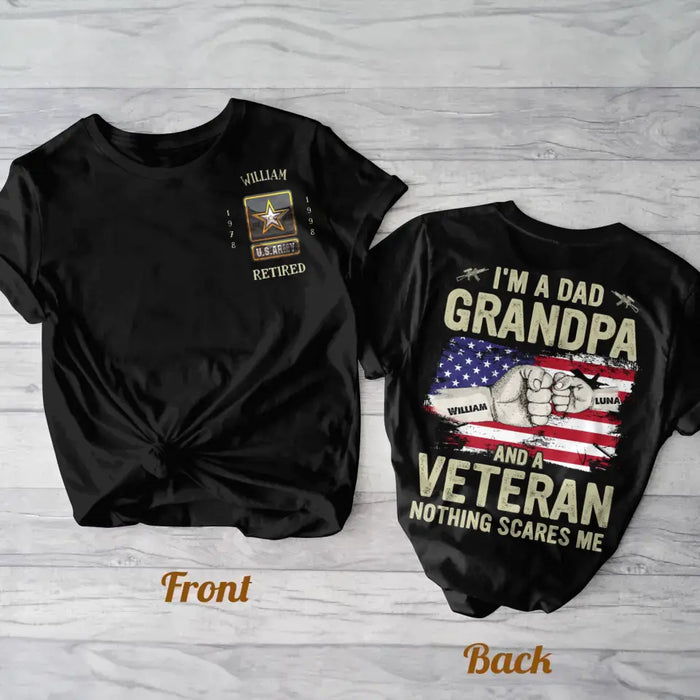 Custom Personalized Veteran Dad AOP T-shirt - Upto 6 Kids - Father's Day Gift Idea for Veteran - I'm A Dad Grandpa And A Veteran