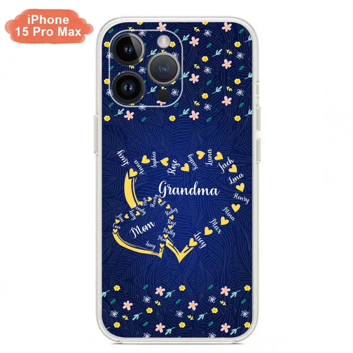 Custom Personalized Grandma Mom Phone Case - Gift Idea For Mother's Day - Upto 12 Kids - Case For iPhone And Samsung