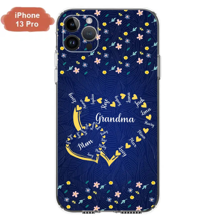 Custom Personalized Grandma Mom Phone Case - Gift Idea For Mother's Day - Upto 12 Kids - Case For iPhone And Samsung