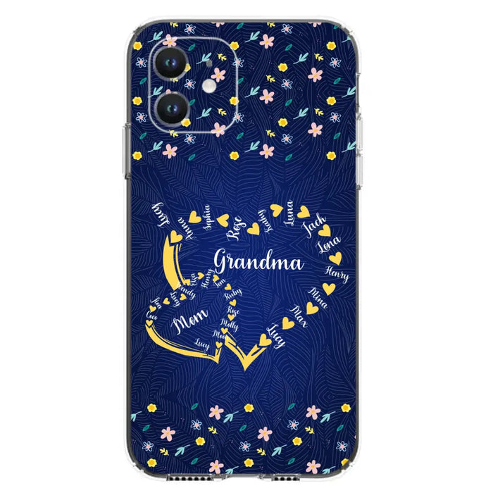 Custom Personalized Grandma Mom Phone Case - Gift Idea For Mother's Day - Upto 12 Kids - Case For iPhone And Samsung