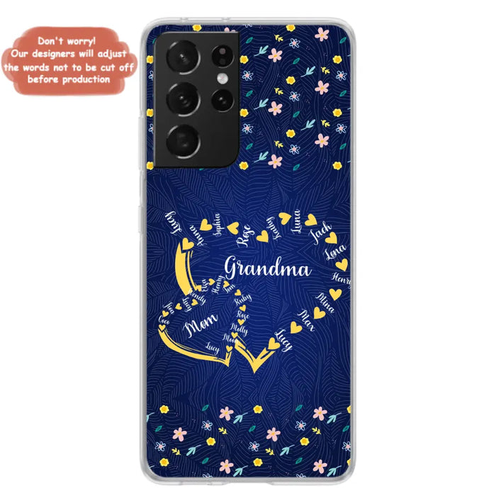 Custom Personalized Grandma Mom Phone Case - Gift Idea For Mother's Day - Upto 12 Kids - Case For iPhone And Samsung