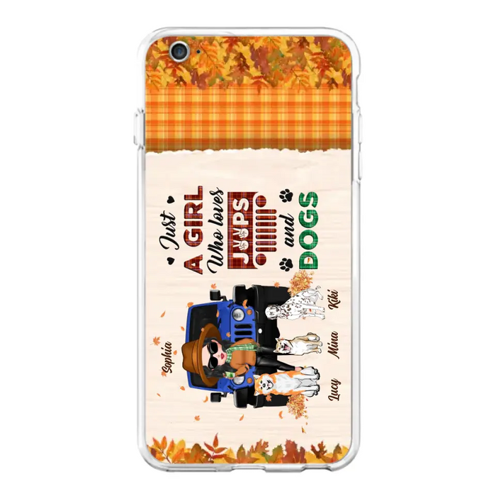 Personalized Off-road Autumn Girl Phone Case - Gift Idea For Girl/Dog Lovers - Upto 3 Dogs - Case For iPhone/Samsung