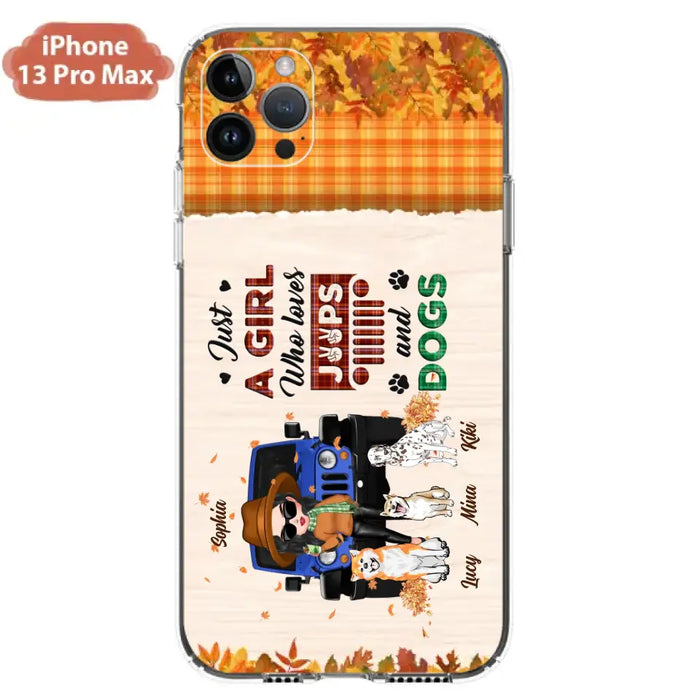 Personalized Off-road Autumn Girl Phone Case - Gift Idea For Girl/Dog Lovers - Upto 3 Dogs - Case For iPhone/Samsung