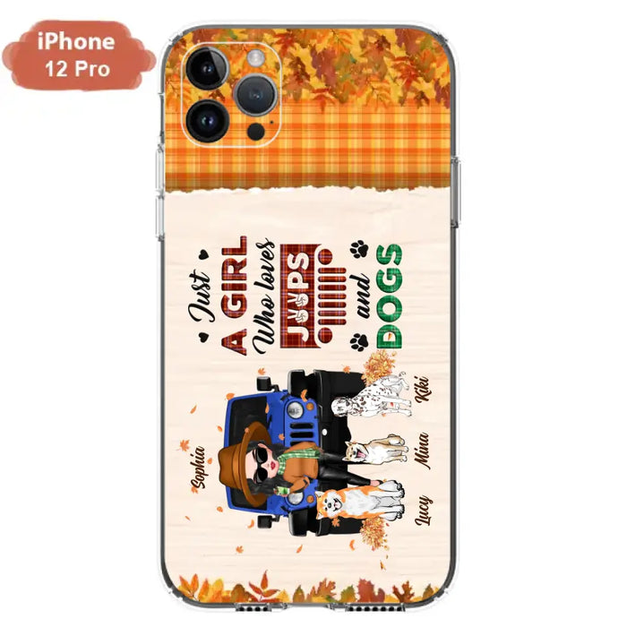 Personalized Off-road Autumn Girl Phone Case - Gift Idea For Girl/Dog Lovers - Upto 3 Dogs - Case For iPhone/Samsung