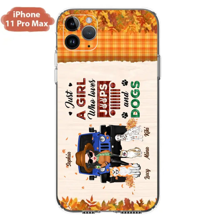 Personalized Off-road Autumn Girl Phone Case - Gift Idea For Girl/Dog Lovers - Upto 3 Dogs - Case For iPhone/Samsung