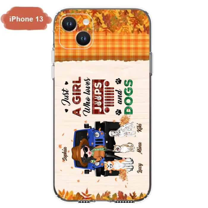 Personalized Off-road Autumn Girl Phone Case - Gift Idea For Girl/Dog Lovers - Upto 3 Dogs - Case For iPhone/Samsung