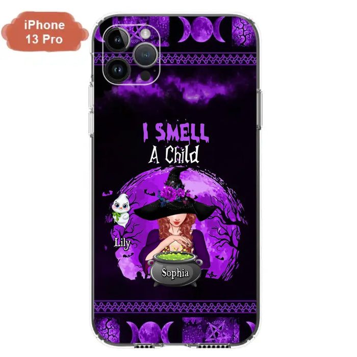 Custom Personalized Witch Phone Case - Upto 10 Children - Halloween Gift Idea for Family - I Smell Children - Case for iPhone/Samsung