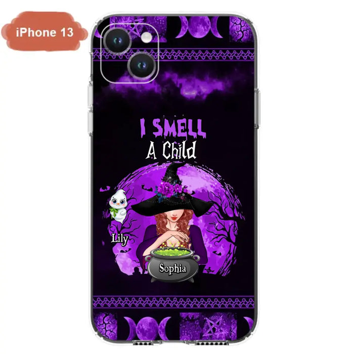 Custom Personalized Witch Phone Case - Upto 10 Children - Halloween Gift Idea for Family - I Smell Children - Case for iPhone/Samsung