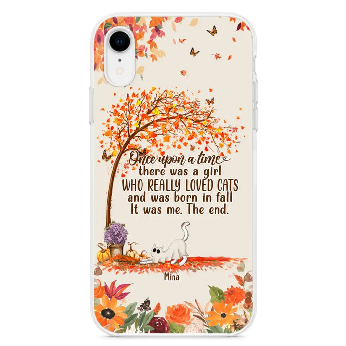 Custom Personalized Cat & Fall Phone Case - Upto 6 Cats - Autumn Gift For Cat Lover - Once Upon A Time - Case For iPhone And Samsung