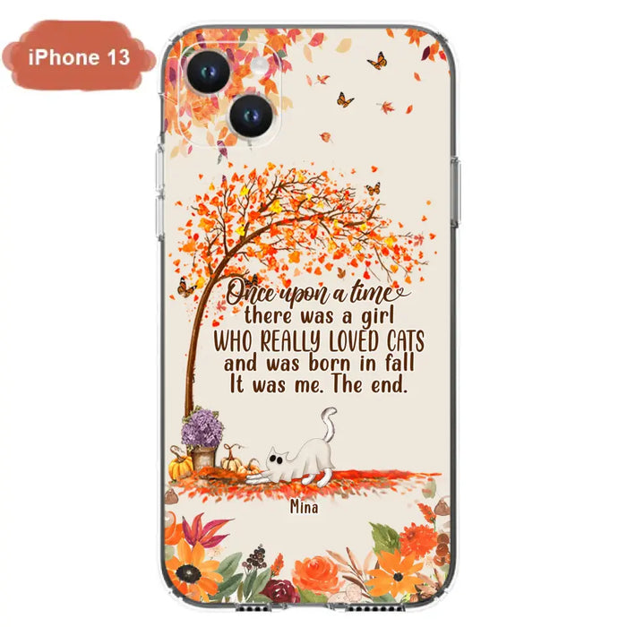 Custom Personalized Cat & Fall Phone Case - Upto 6 Cats - Autumn Gift For Cat Lover - Once Upon A Time - Case For iPhone And Samsung