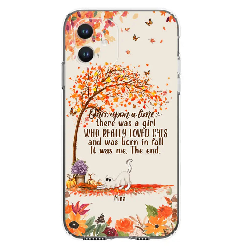 Personalized Cat & Fall Phone Case - Up to 6 Cats - Autumn Gift For Cat Lover - Once Upon A Time - Case For iPhone And Samsung