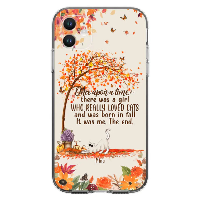 Custom Personalized Cat & Fall Phone Case - Upto 6 Cats - Autumn Gift For Cat Lover - Once Upon A Time - Case For iPhone And Samsung