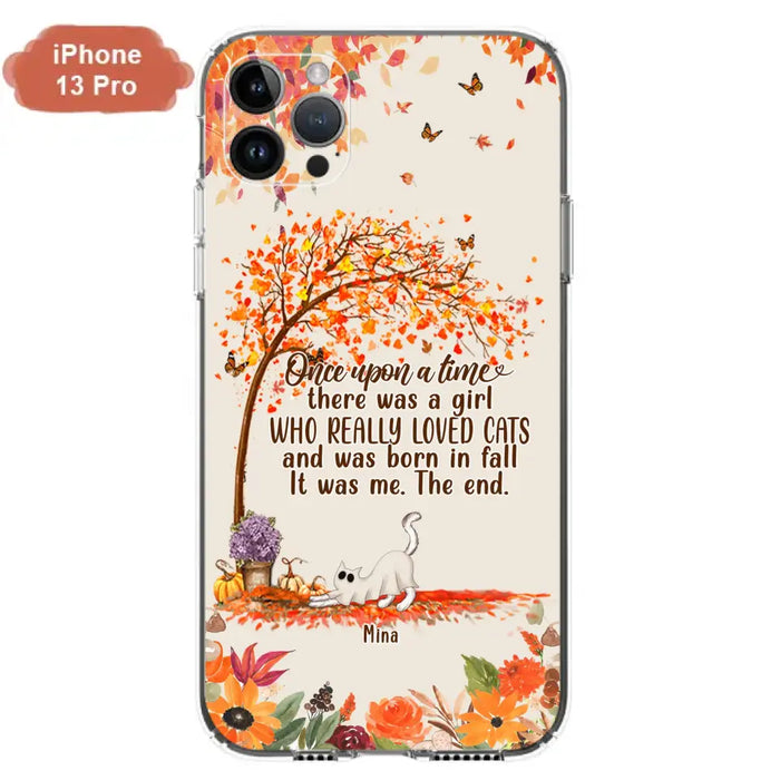 Custom Personalized Cat & Fall Phone Case - Upto 6 Cats - Autumn Gift For Cat Lover - Once Upon A Time - Case For iPhone And Samsung