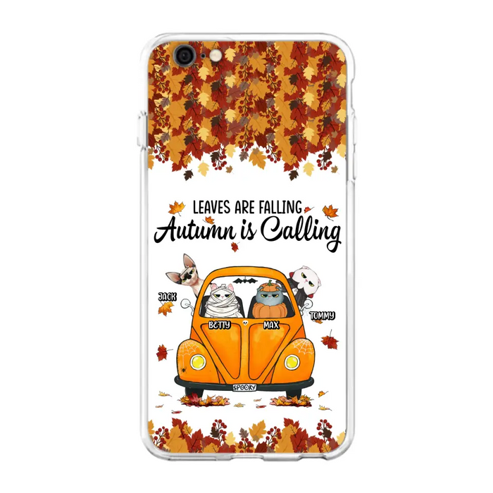 Custom Personalized Pet Phone Case - Gift Idea For Cat/Dog Lovers - Upto 4 Pets -  Case For iPhone/Samsung - Leaves Are Falling Autumn Is Calling