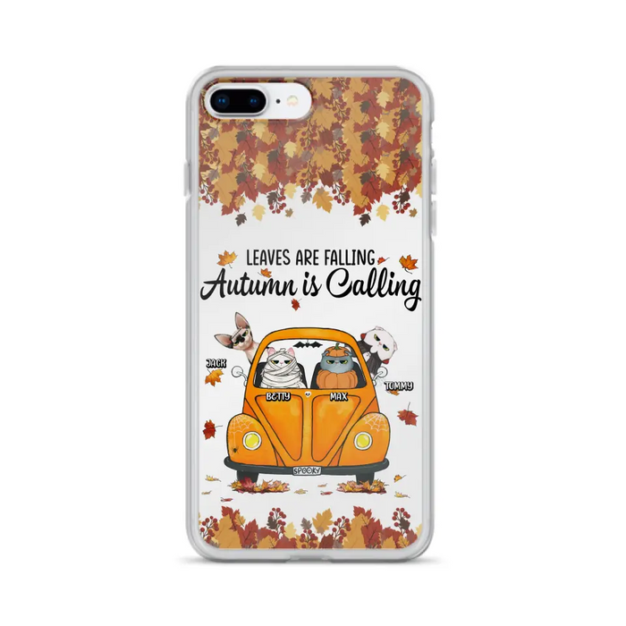 Custom Personalized Pet Phone Case - Gift Idea For Cat/Dog Lovers - Upto 4 Pets -  Case For iPhone/Samsung - Leaves Are Falling Autumn Is Calling