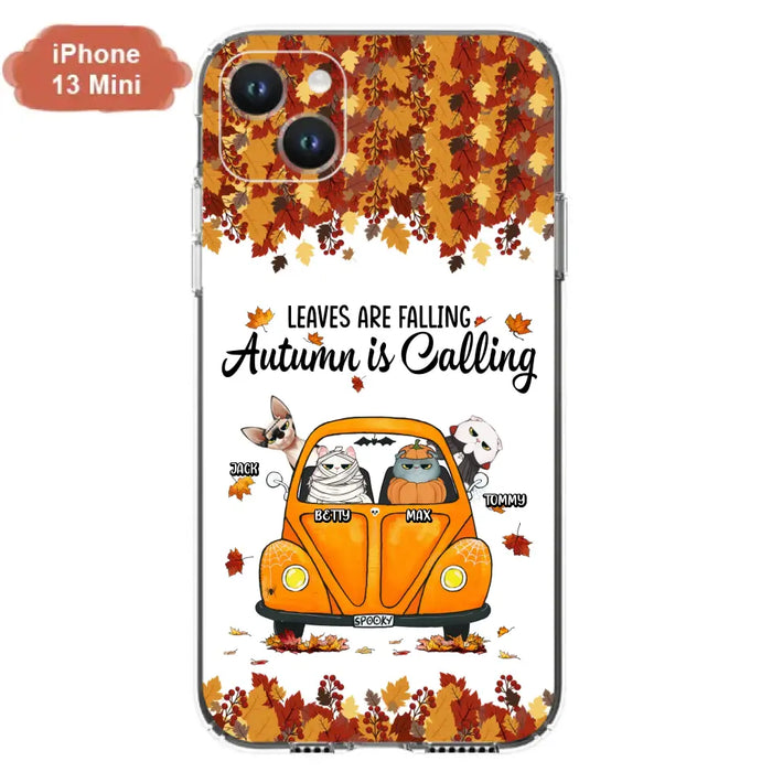 Custom Personalized Pet Phone Case - Gift Idea For Cat/Dog Lovers - Upto 4 Pets -  Case For iPhone/Samsung - Leaves Are Falling Autumn Is Calling