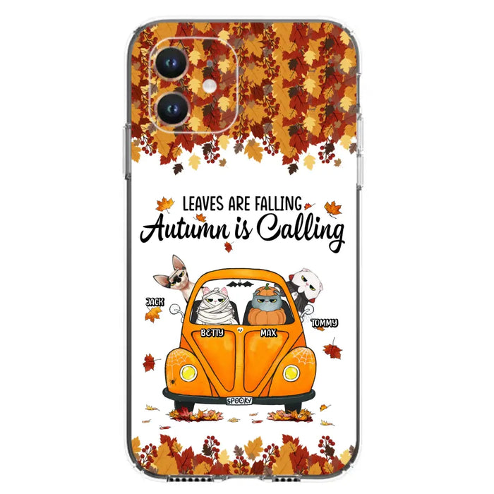 Custom Personalized Pet Phone Case - Gift Idea For Cat/Dog Lovers - Upto 4 Pets -  Case For iPhone/Samsung - Leaves Are Falling Autumn Is Calling