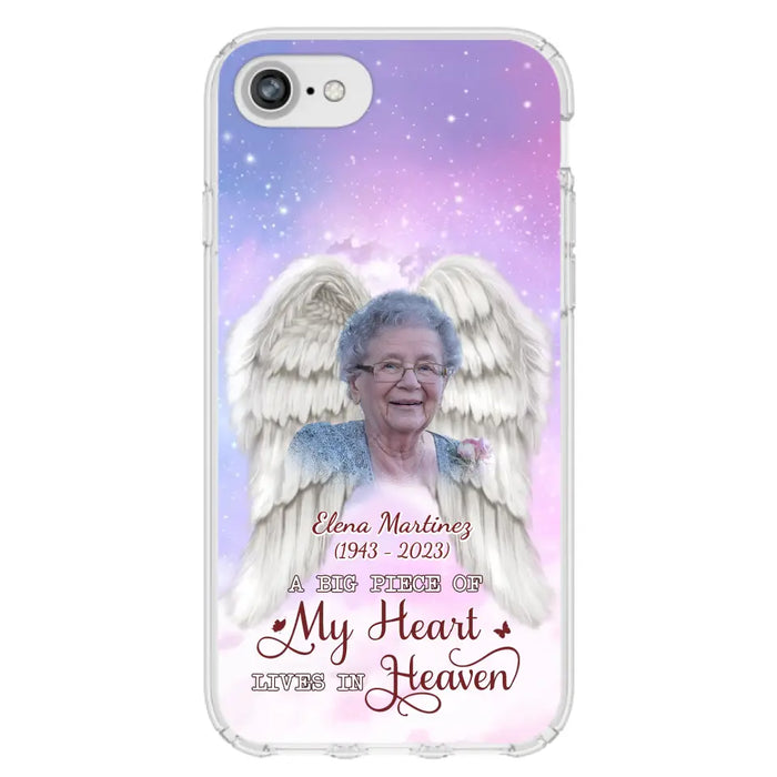 Custom Personalized Memorial Photo Phone Case - Memorial Gift Idea for Family - A Big Piece Of My Heart Lives In Heaven - Case for iPhone/Samsung