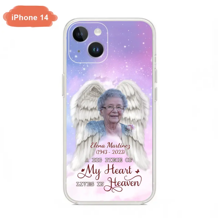 Custom Personalized Memorial Photo Phone Case - Memorial Gift Idea for Family - A Big Piece Of My Heart Lives In Heaven - Case for iPhone/Samsung