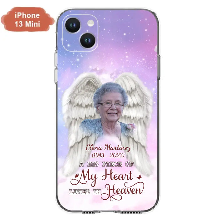 Custom Personalized Memorial Photo Phone Case - Memorial Gift Idea for Family - A Big Piece Of My Heart Lives In Heaven - Case for iPhone/Samsung