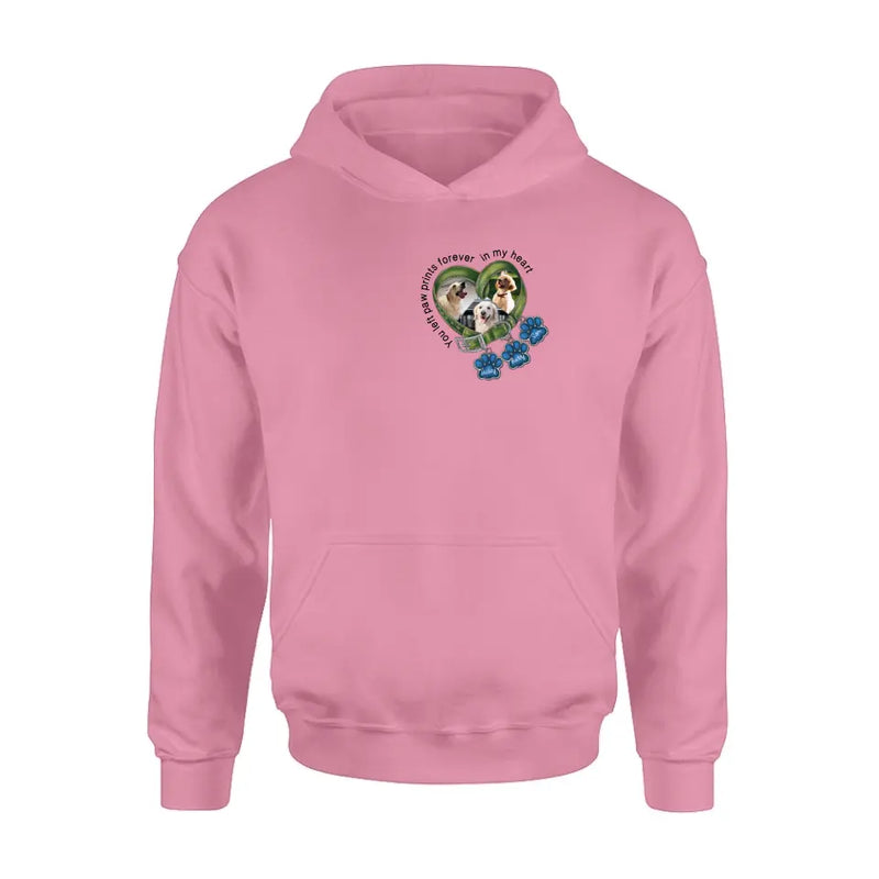 Personalized Memorial Dog Collar Shirt/Hoodie - Upload Photo - Up to 3 Dogs - Gift Idea For Dog Lover - You Left Paw Prints Forever In My Heart