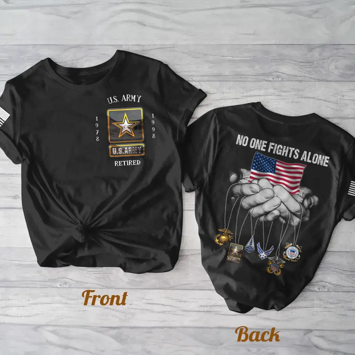 Custom Personalized Veteran AOP Men's T-shirt - Father's Day Gift Idea For Veteran - No One Fights Alone