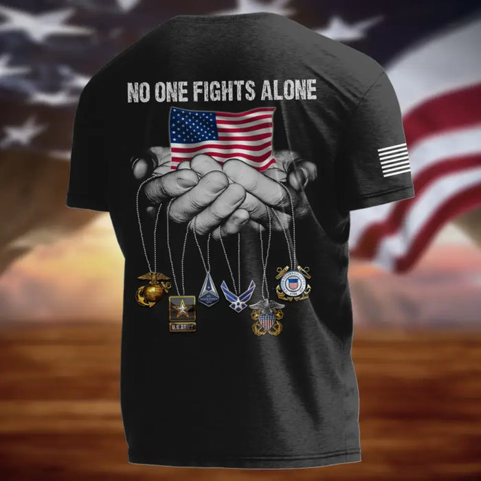 Custom Personalized Veteran AOP Men's T-shirt - Father's Day Gift Idea For Veteran - No One Fights Alone