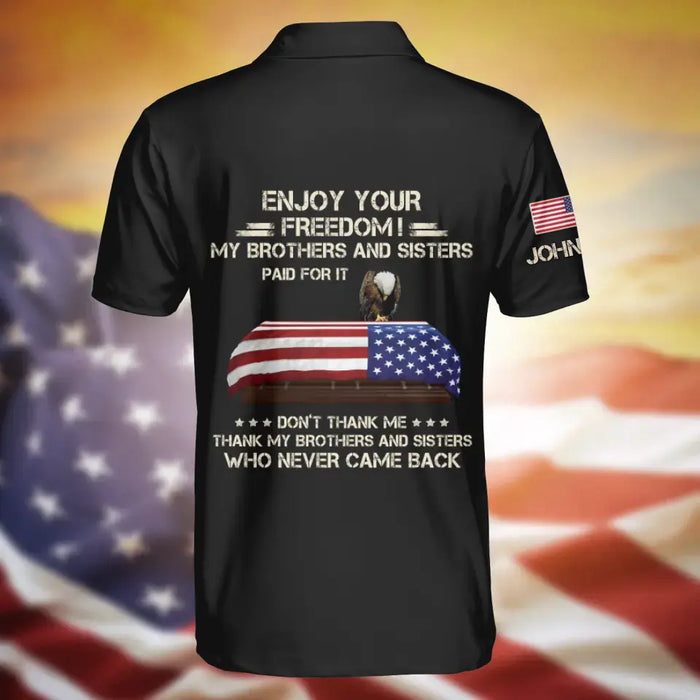 Custom Personalized Veteran All-Over Print Polo Shirt - Memorial Gift Idea For Veteran - Enjoy Your Freedom