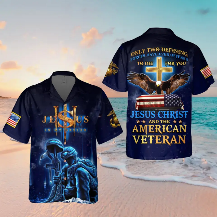 Custom Personalized Veteran Hawaiian Shirt - Gift Idea For Veteran/Father's Day/ Independence Day - Jesus Is My Savior