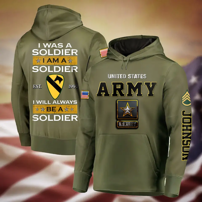 Custom Personalized Veteran All-Over Print Hoodie - Gift Idea For Veteran - I Was A Soldier I Am A Soldier I Will Always Be a Soldier