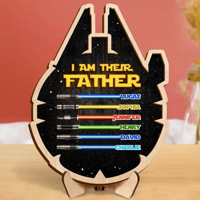 Custom Personalized Dad 2 Layered Wooden Art - Gift Idea For Father's Day - Upto 6 Kids - I Am Their Father