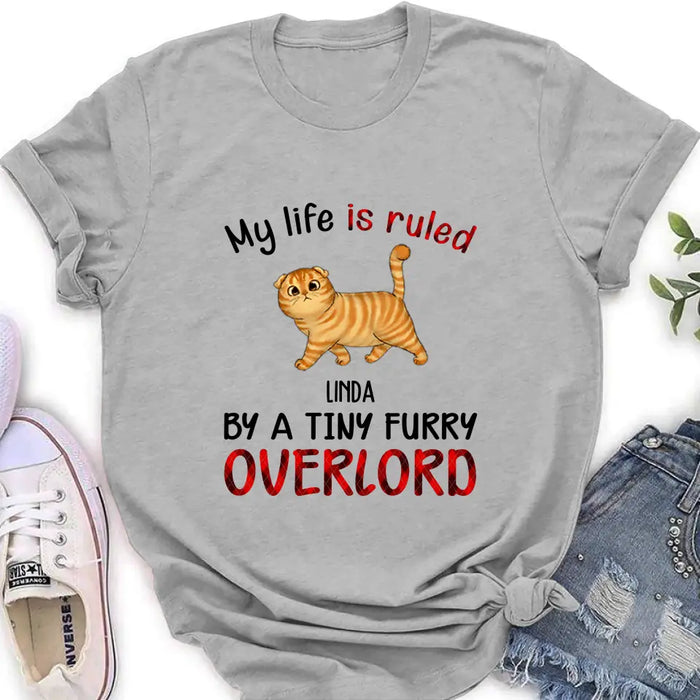 Custom Personalized Pet Shirt/ Hoodie - Upto 4 Dogs - Mother's Day/Father's Day Gift Idea For Dog/Cat Lovers - My Life Is Ruled By A Tiny Furry Overlord