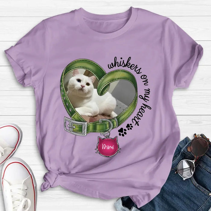 Custom Personalized Memorial Cat Photo Shirt/Hoodie - Memorial Gift Idea - Whiskers On My Heart