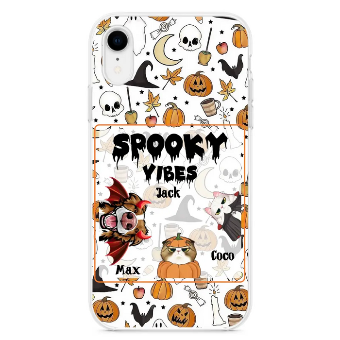 Custom Personalized Halloween Pet Phone Case - Upto 3 Pets - Gift Idea For Dog/Cat Owners -  Spooky Vibes - Case for iPhone/Samsung