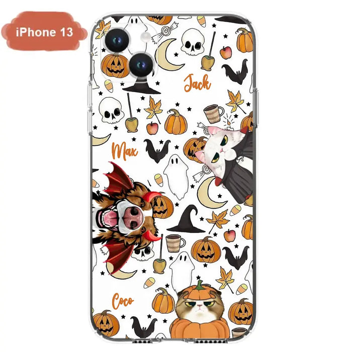 Custom Personalized Halloween Pet Phone Case - Upto 3 Pets - Gift Idea For Dog/Cat Owners - Case for iPhone/Samsung