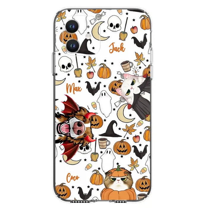 Custom Personalized Halloween Pet Phone Case - Upto 3 Pets - Gift Idea For Dog/Cat Owners - Case for iPhone/Samsung