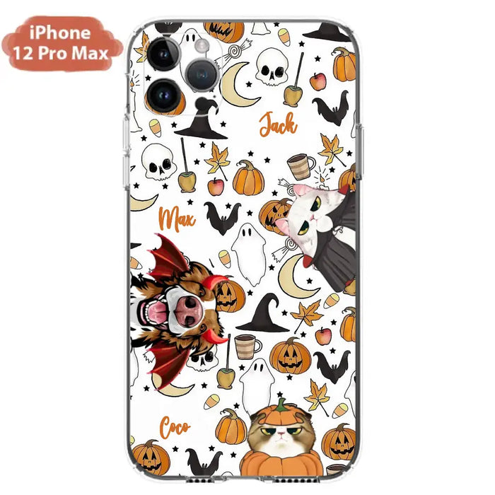 Custom Personalized Halloween Pet Phone Case - Upto 3 Pets - Gift Idea For Dog/Cat Owners - Case for iPhone/Samsung