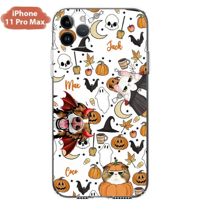 Custom Personalized Halloween Pet Phone Case - Upto 3 Pets - Gift Idea For Dog/Cat Owners - Case for iPhone/Samsung